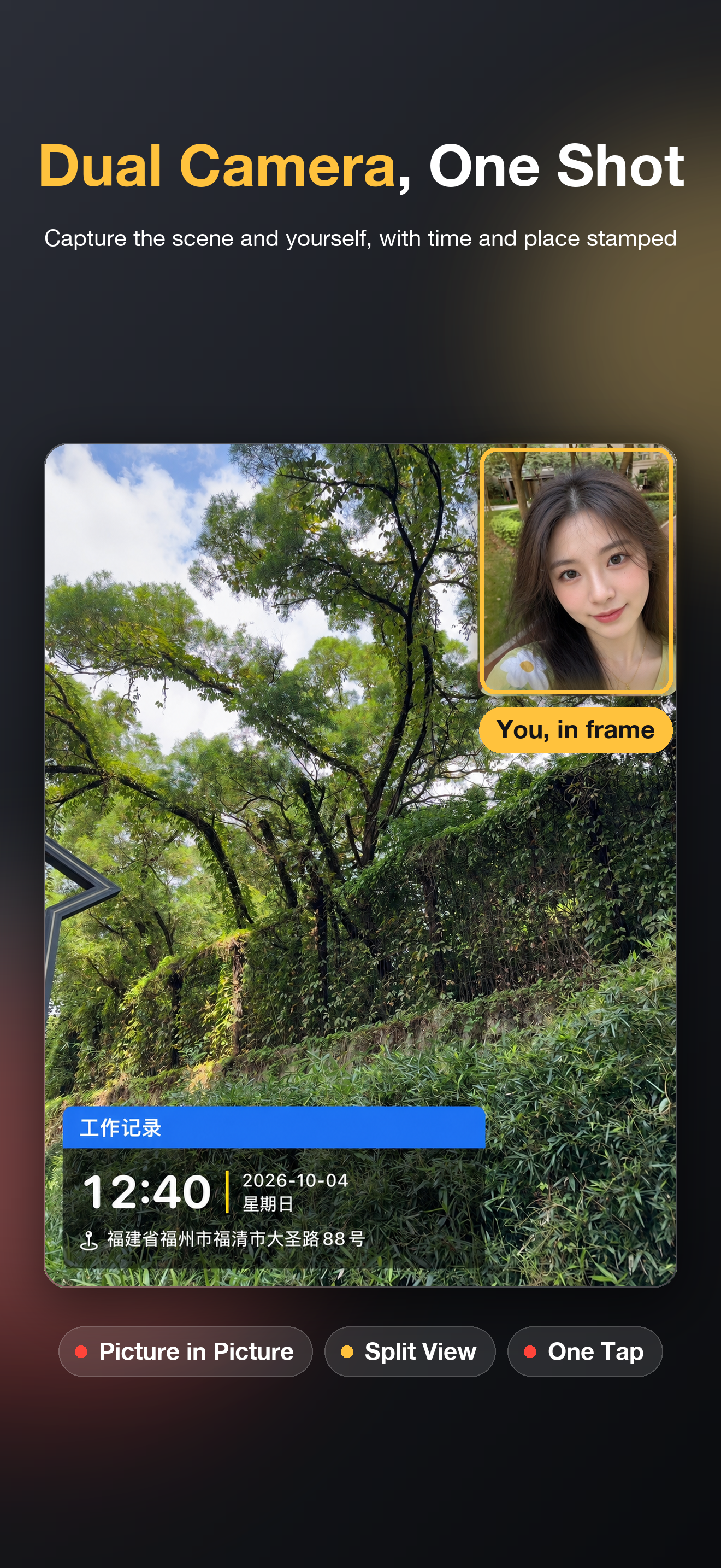 Dual camera: the scene and you in one photo
